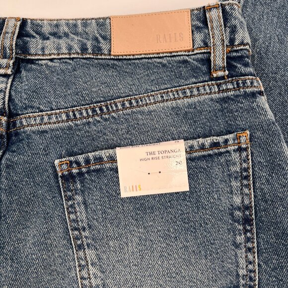 Rails Medium Blue Distressed Wide Leg Jeans Size 29 Raw Hem Cotton Denim - Picture 12 of 16